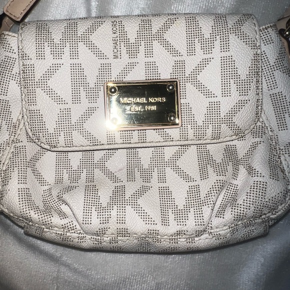 MICHAEL KORS… 3-Piece Purse Set… White, Gold, and Brown Leather…with MK Lock - Picture 5 of 13